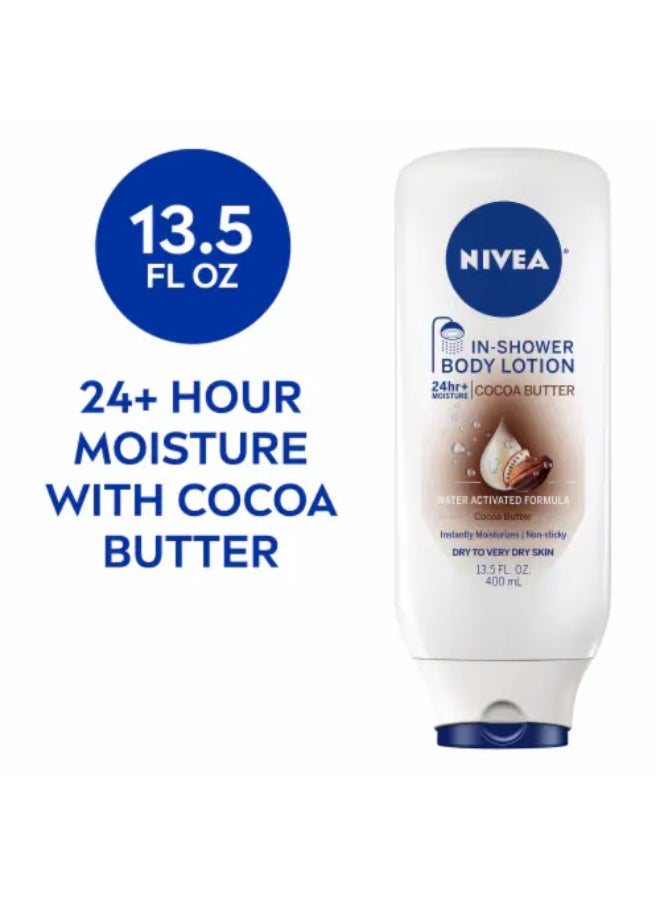 NIVEA Cocoa Butter In-Shower Body Lotion - Non-Sticky For Dry to Very Dry Skin - 400ml Bottle - Image 3